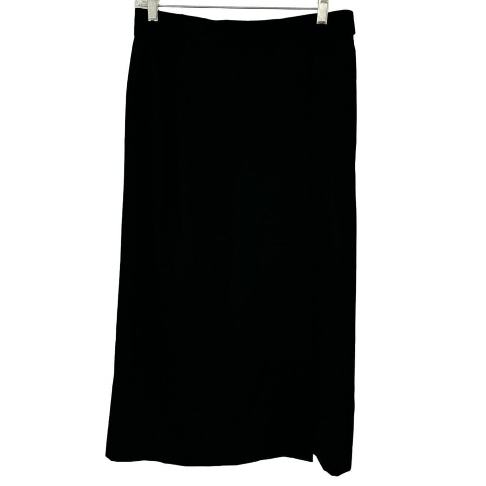 Paul Costelloe Black Wool midi Skirt size 12 lined womens made in Ireland